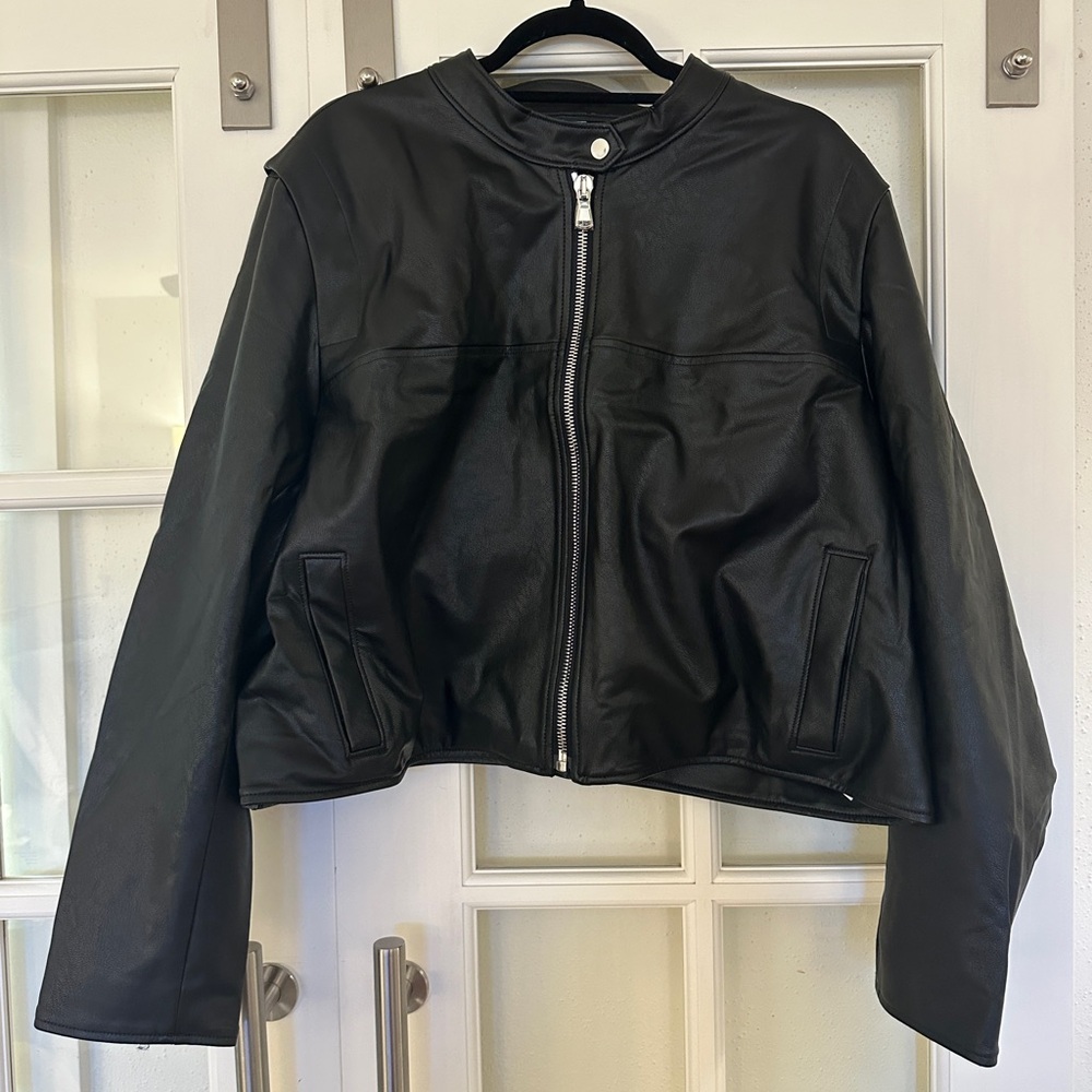 SPANX Black Leather Jacket